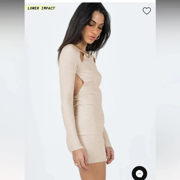 NWT Princess Polly Neruda Knit Mini Dress Beige 4 - Picture 3 of 8